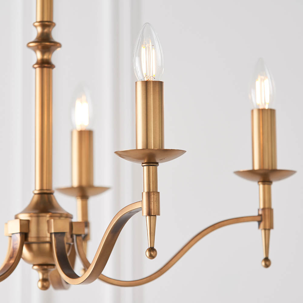 Interiors 1900 Stanford 5 Light Pendant - Antique Brass