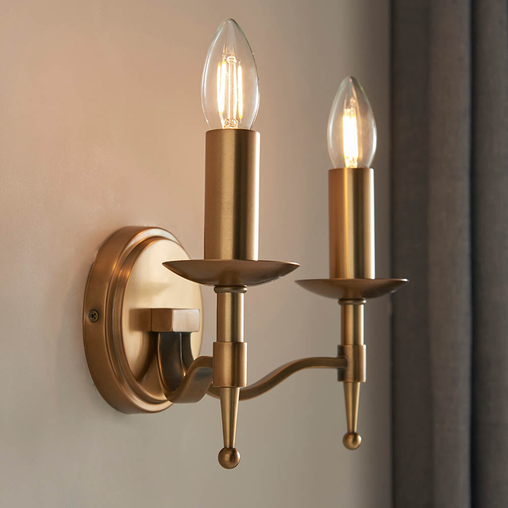 Interiors 1900 Stanford 2 Light Wall Light - Antique Brass