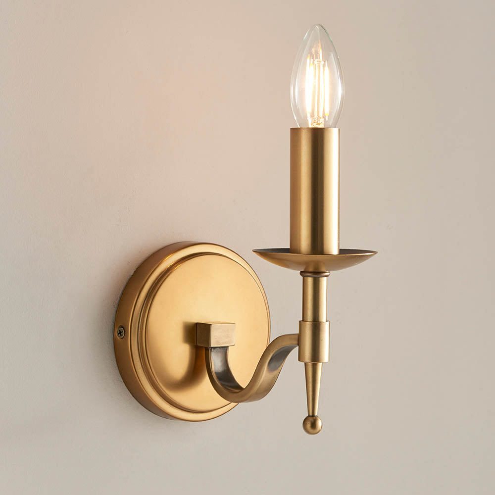 Interiors 1900 Stanford Single Wall Light - Antique Brass