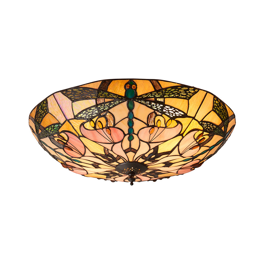 Interiors 1900 Ashton Large 2 Light Flush Fitting - Tiffany Glass