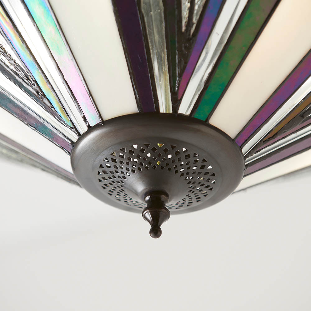 Interiors 1900 Astoria Large Inverted 3 Light Pendant - Tiffany Glass