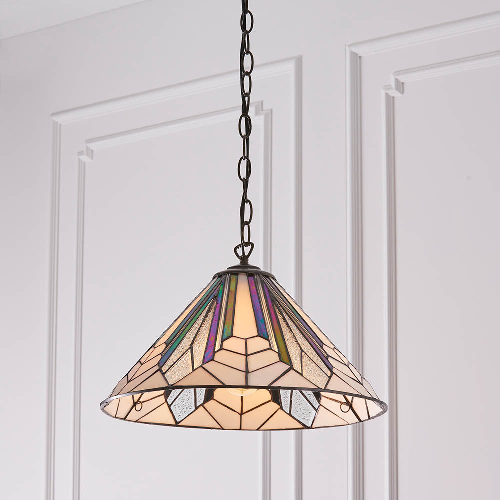 Interiors 1900 Astoria Medium Single Pendant - Tiffany Glass