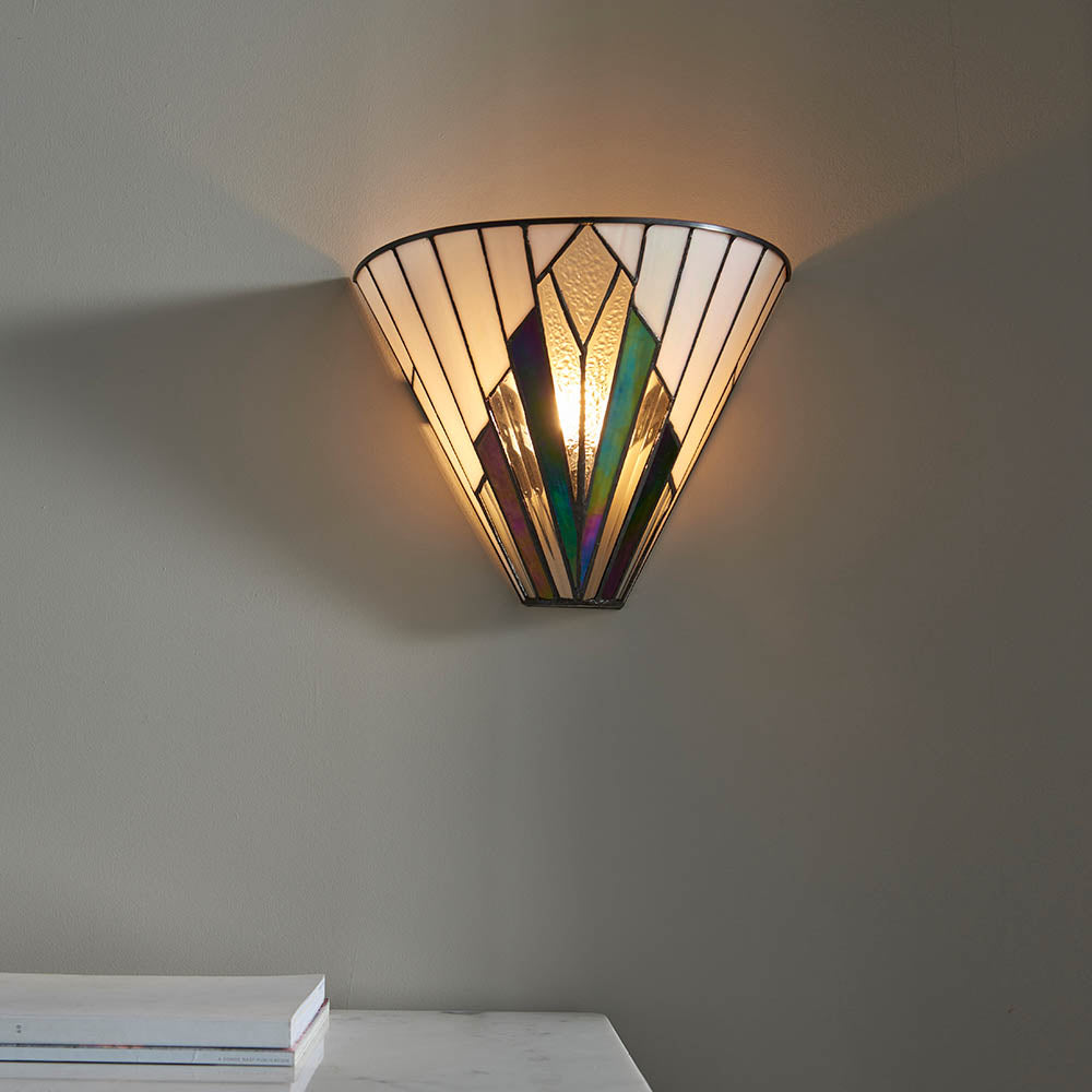 Interiors 1900 Astoria Single Wall Fitting - Tiffany Glass
