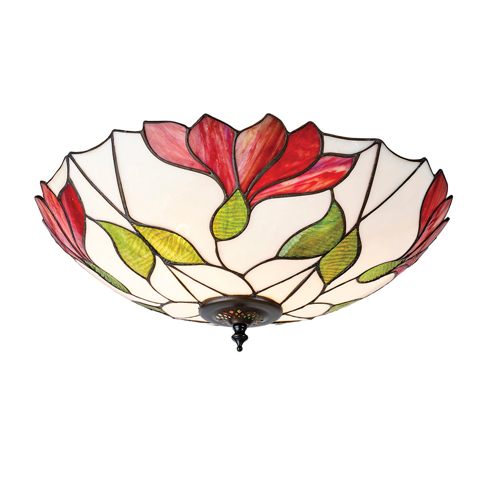 Interiors 1900 Botanica Large 2 Light Flush Fitting - Tiffany Glass