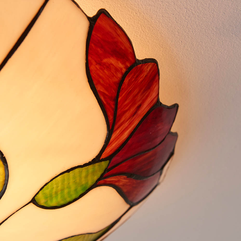 Interiors 1900 Botanica Large 2 Light Flush Fitting - Tiffany Glass