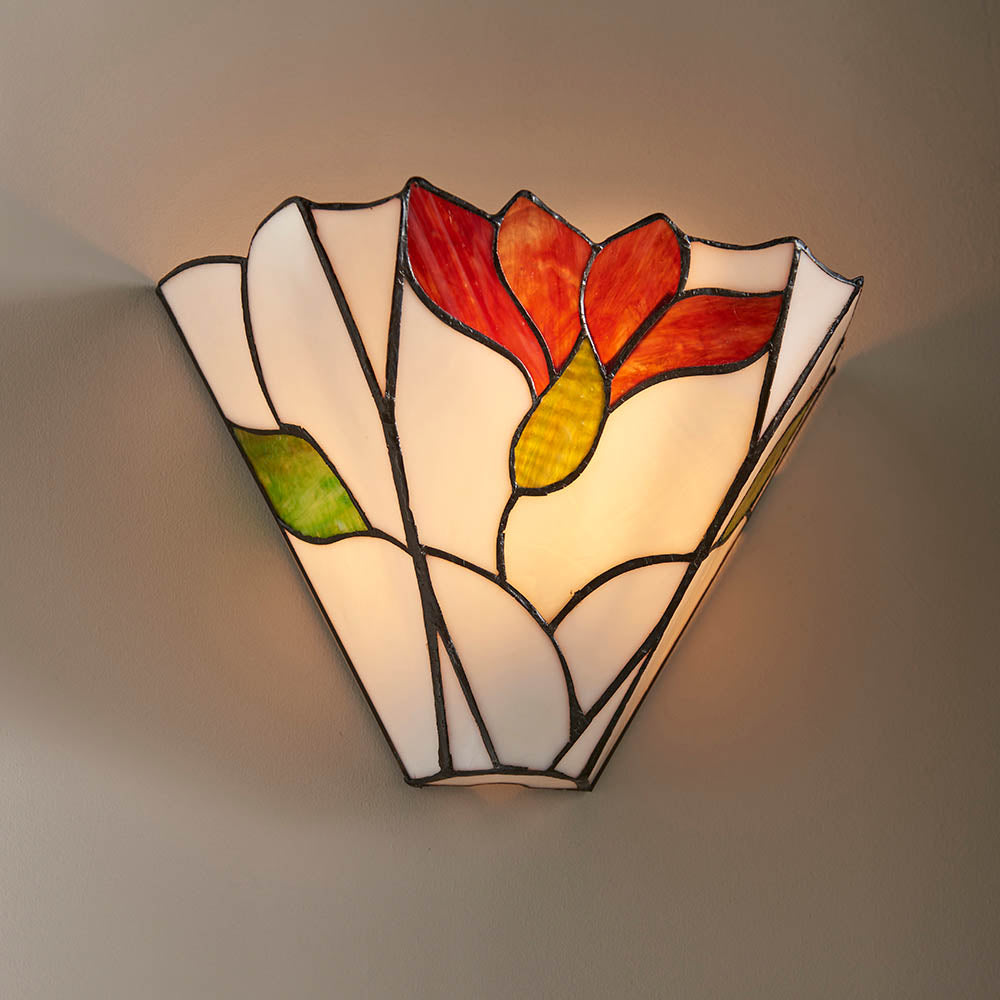 Interiors 1900 Botanica Single Wall Fitting - Tiffany Glass