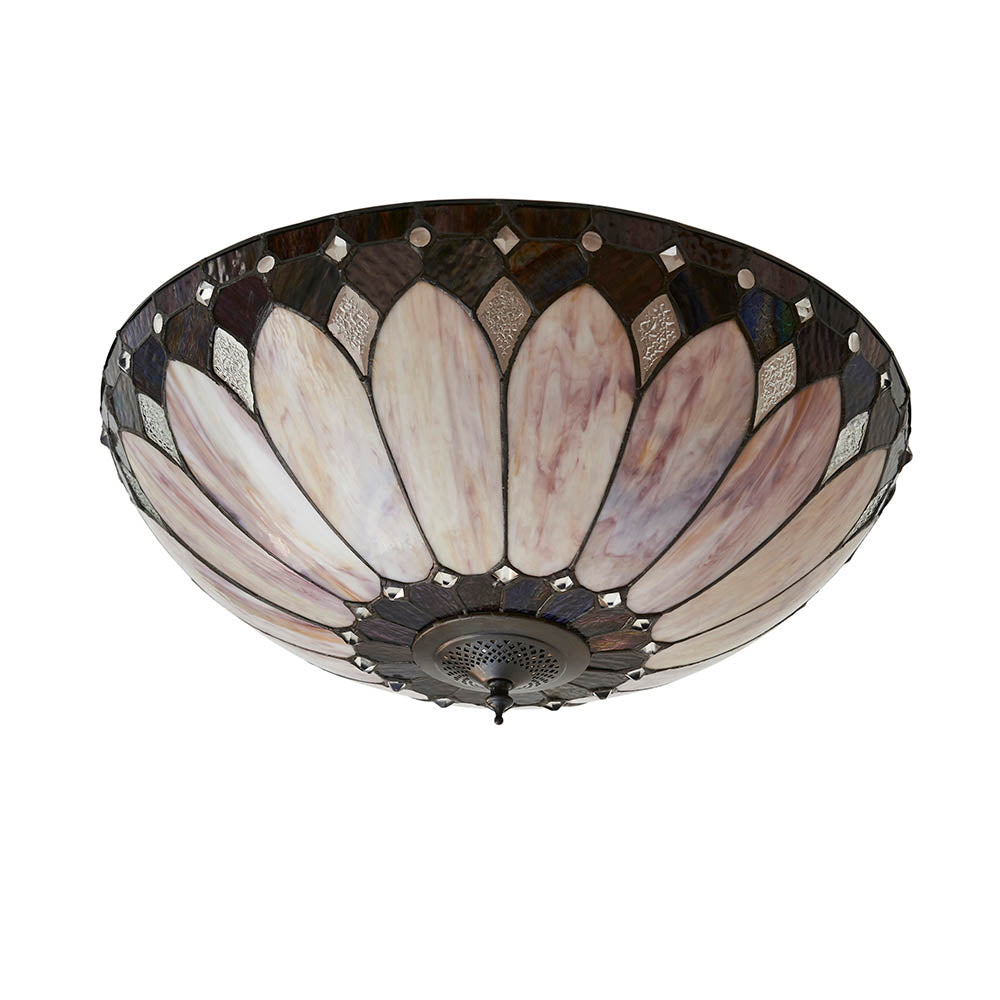 Interiors 1900 Brooklyn Large 2 Light Flush Fitting - Tiffany Glass