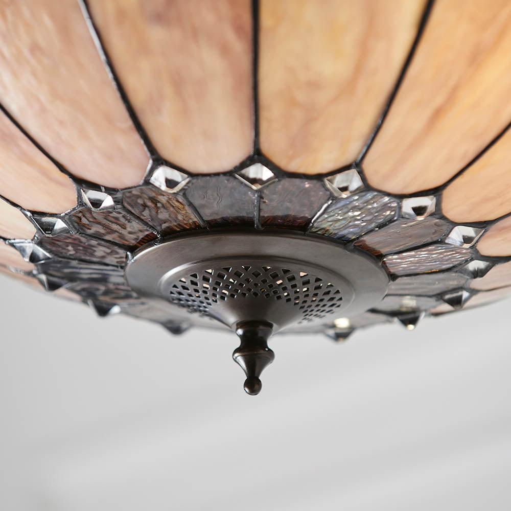 Interiors 1900 Brooklyn Large Inverted 3 Light Pendant - Tiffany Glass