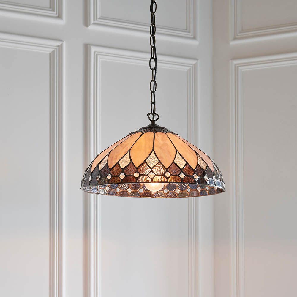 Interiors 1900 Brooklyn Medium Single Pendant - Tiffany Glass