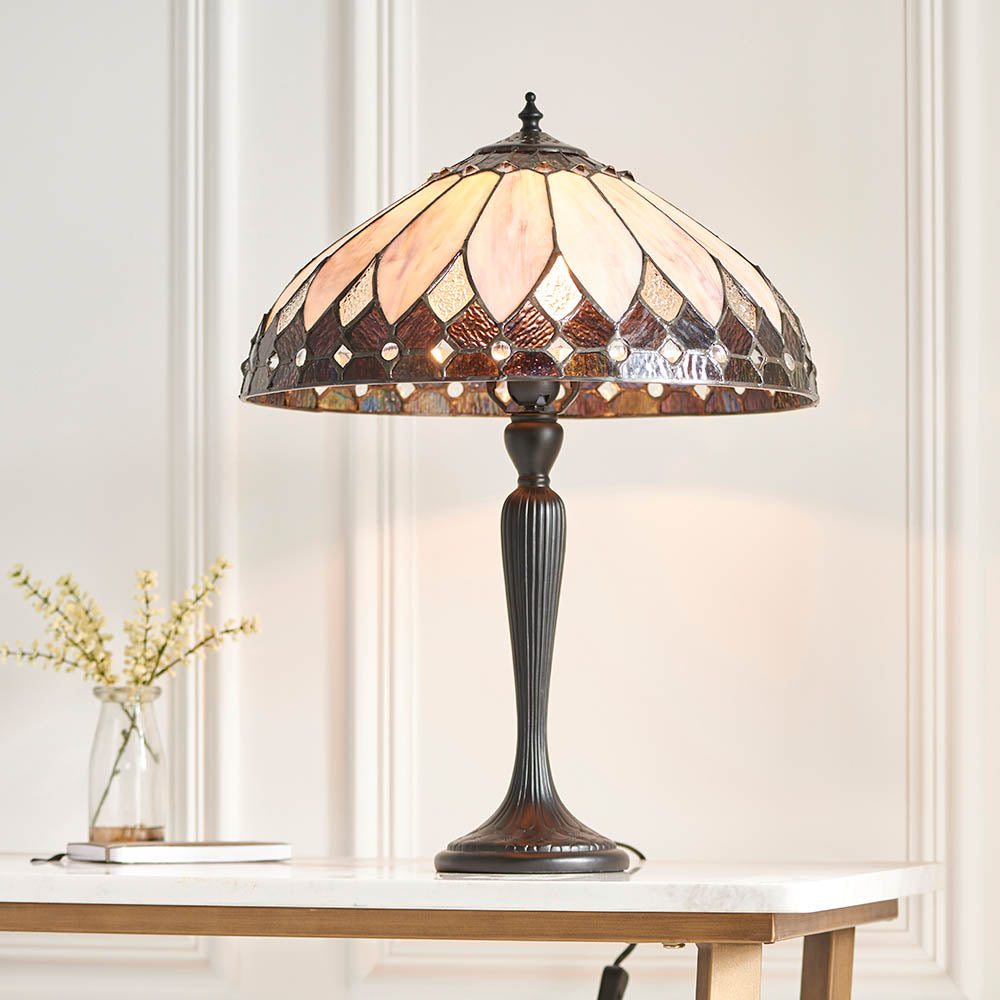 Interiors 1900 Brooklyn Medium Table Lamp - Tiffany Glass