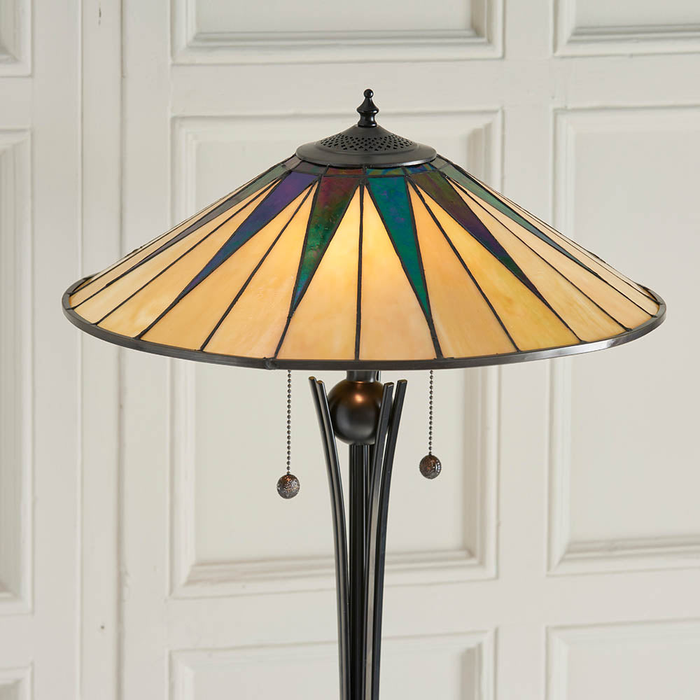Interiors 1900 Dark Star Floor Lamp -Handcrafted Tiffany Style Glass