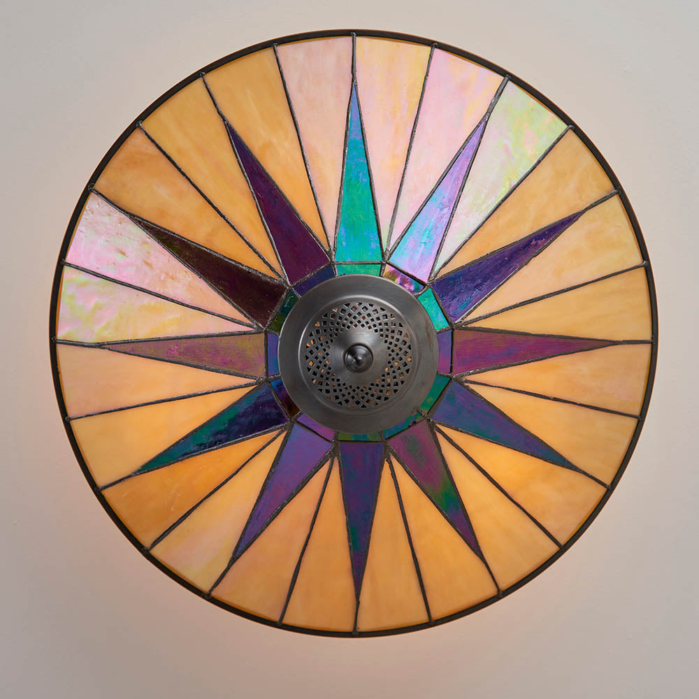 Interiors 1900 Dark Star Large 3 Light Semi-Flush Fitting - Tiffany Glass