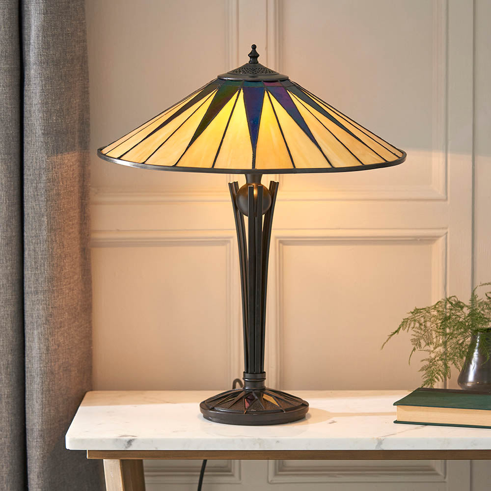 Interiors 1900 Dark Star Large Table Lamp - Tiffany Glass