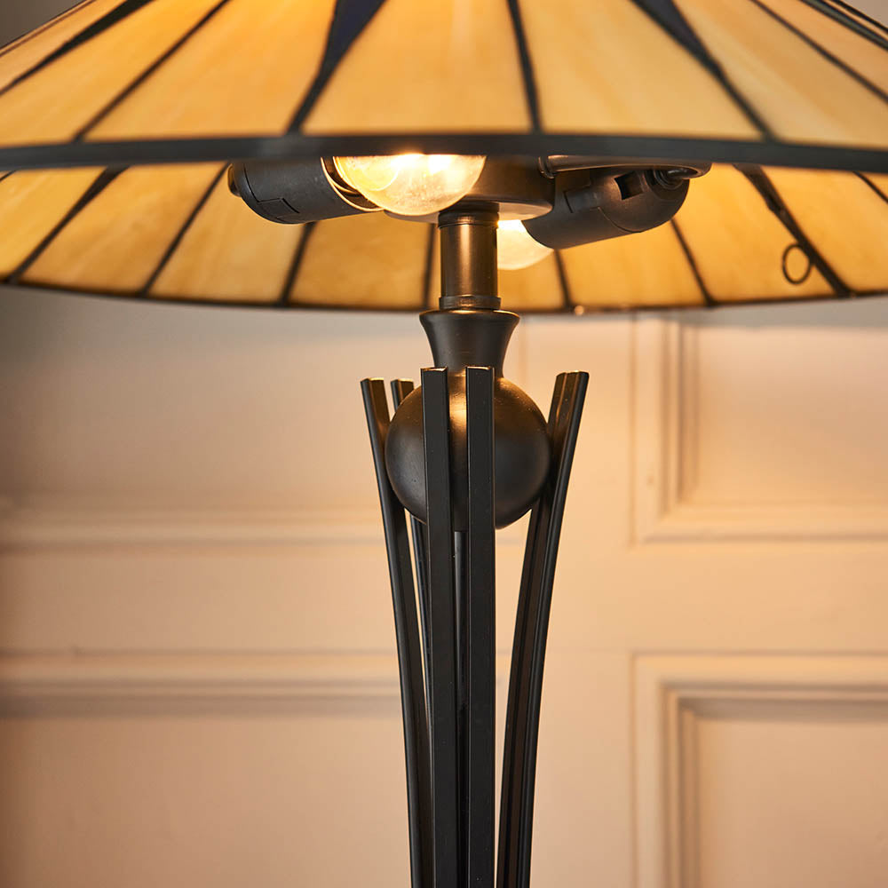 Interiors 1900 Dark Star Large Table Lamp - Tiffany Glass