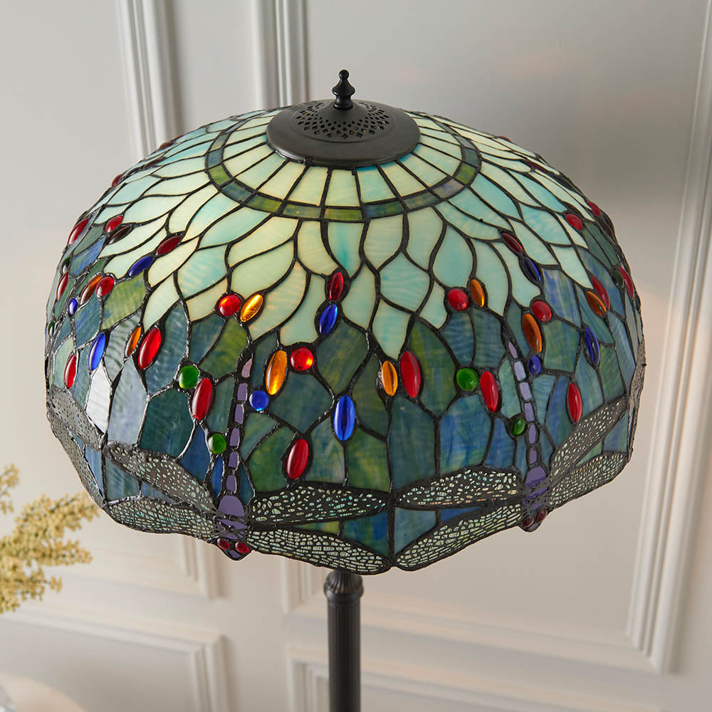 Interiors 1900 Dragonfly Blue Floor Lamp - Tiffany Glass