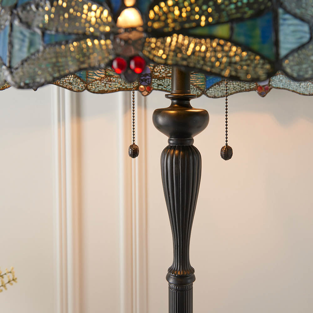 Interiors 1900 Dragonfly Blue Floor Lamp - Tiffany Glass