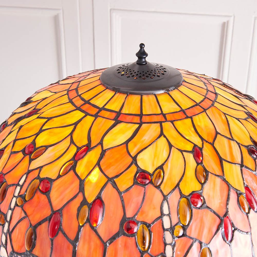 Interiors 1900 Dragonfly Flame Floor Lamp - Tiffany Glass