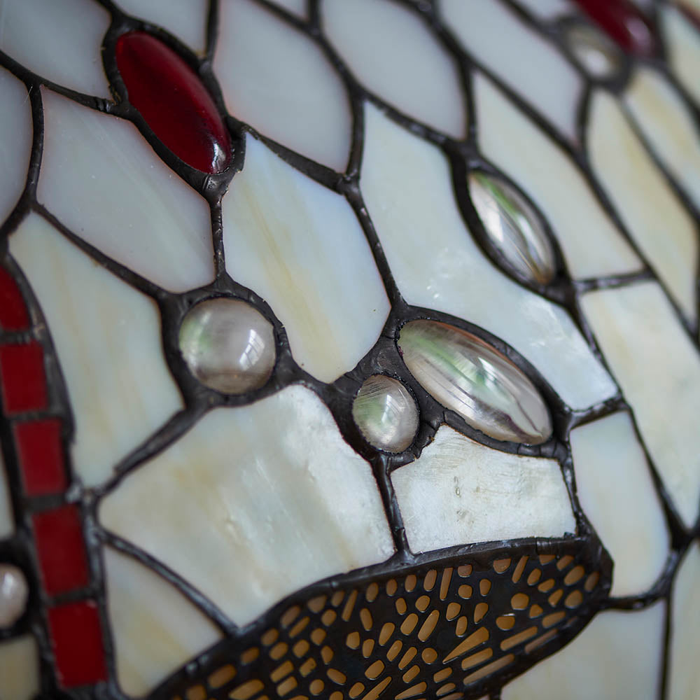 Interiors 1900 Dragonfly Beige Medium Table Lamp - Tiffany Glass
