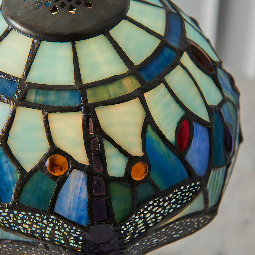 Interiors 1900 Dragonfly Blue Mini Table Lamp - Tiffany Glass