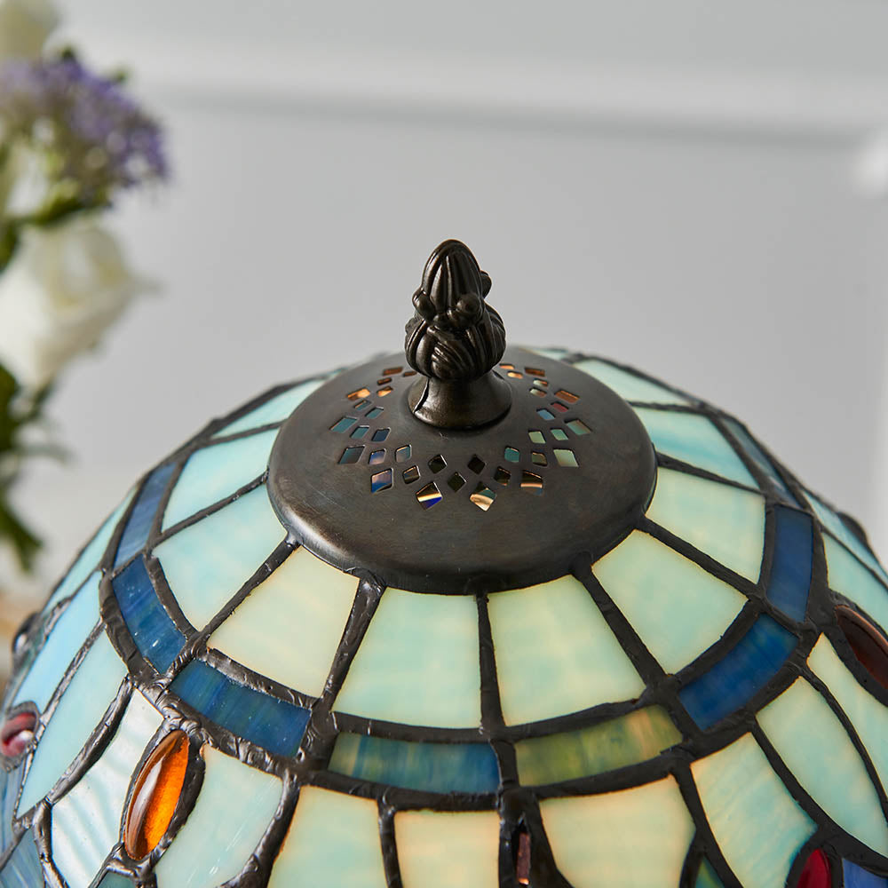 Interiors 1900 Dragonfly Blue Mini Table Lamp - Tiffany Glass