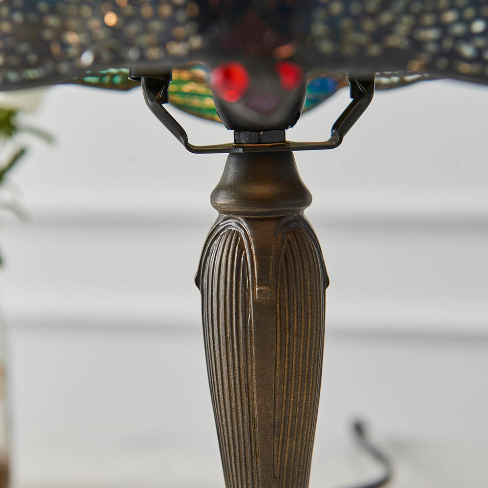 Interiors 1900 Dragonfly Blue Mini Table Lamp - Tiffany Glass