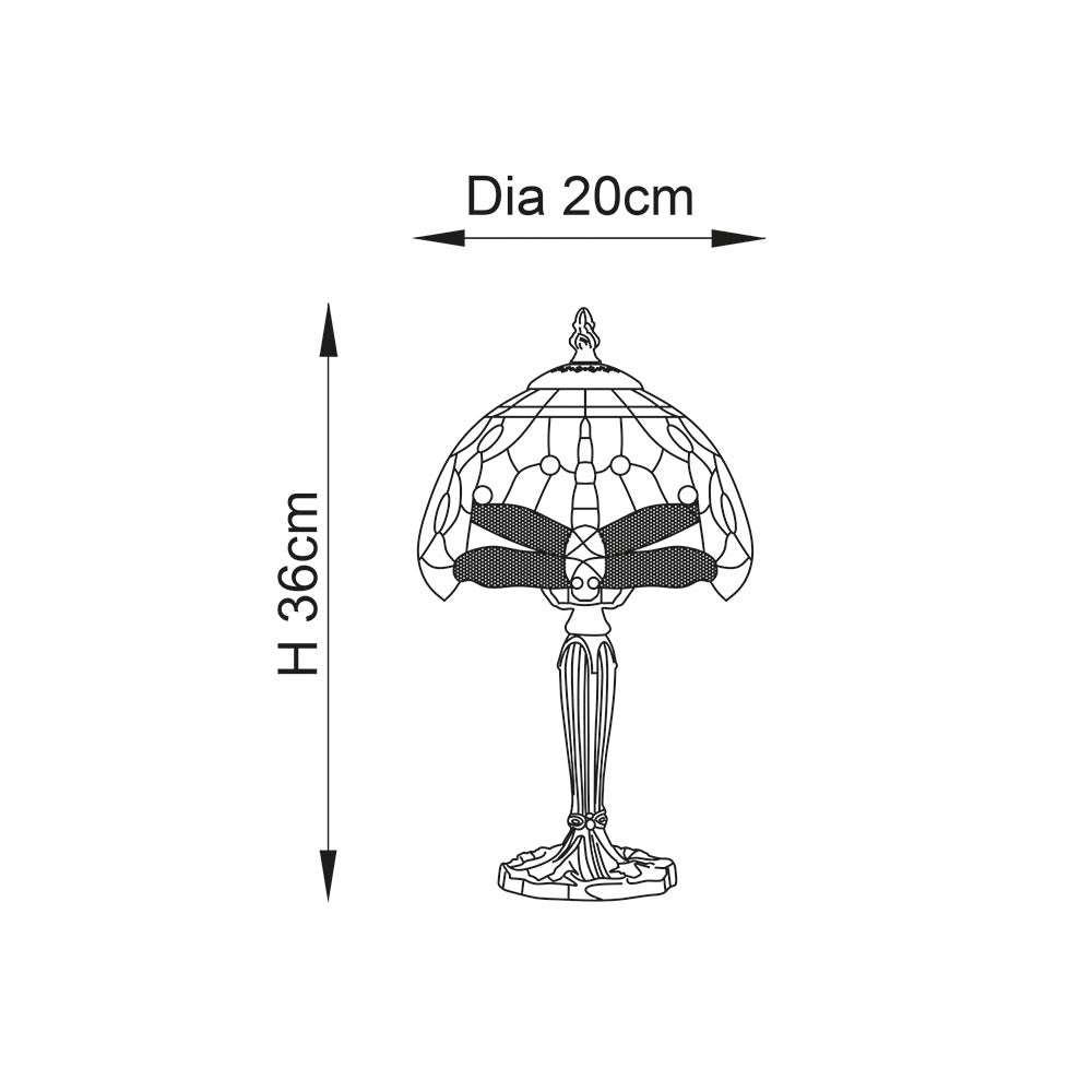 Interiors 1900 Dragonfly Blue Mini Table Lamp - Tiffany Glass