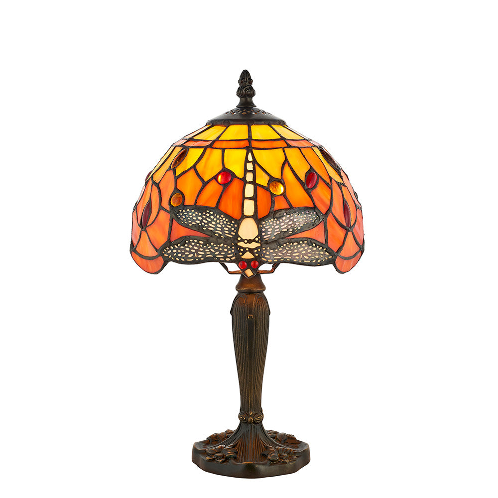Interiors 1900 Dragonfly Flame Mini Table Lamp - Tiffany Glass
