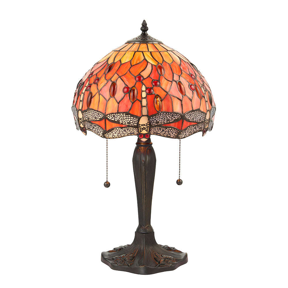 Interiors 1900 Dragonfly Flame Small Table Lamp - Tiffany Glass