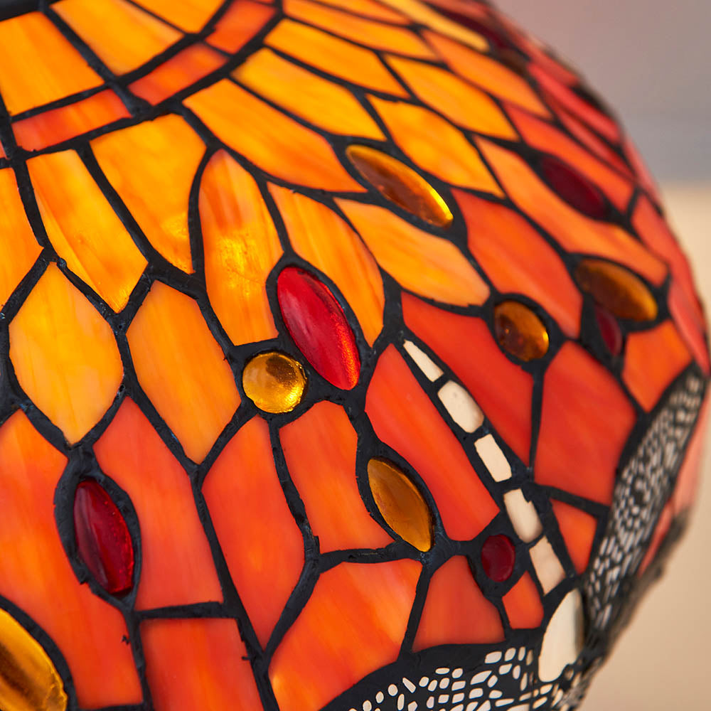 Interiors 1900 Dragonfly Flame Medium Table Lamp - Tiffany Glass