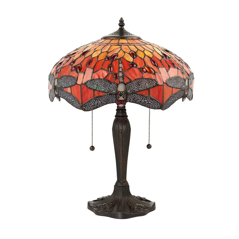Interiors 1900 Dragonfly Flame Medium Table Lamp - Tiffany Glass