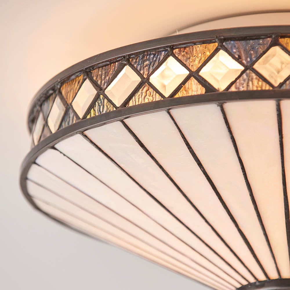 Interiors 1900 Fargo Medium 2 Light Flush Fitting - Tiffany Glass