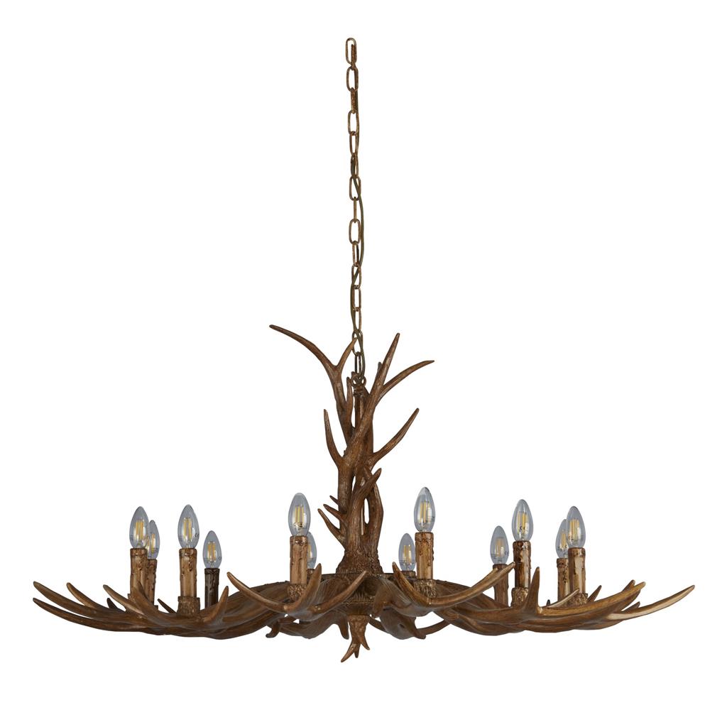 Searchlight Squires 12 Light Pendant - Brown Resin