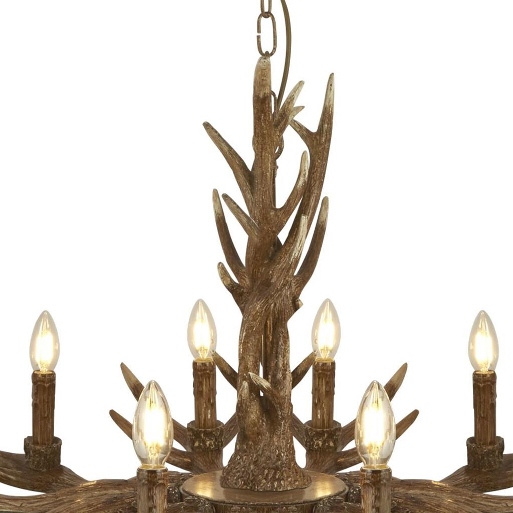 Searchlight Squires 12 Light Pendant - Brown Resin