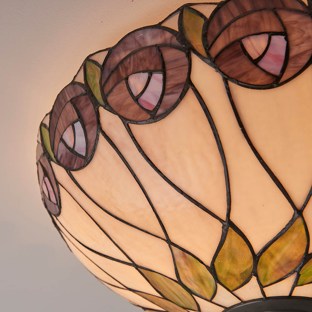 Interiors 1900 Hutchinson Large 2 Light Flush Fitting - Tiffany Glass