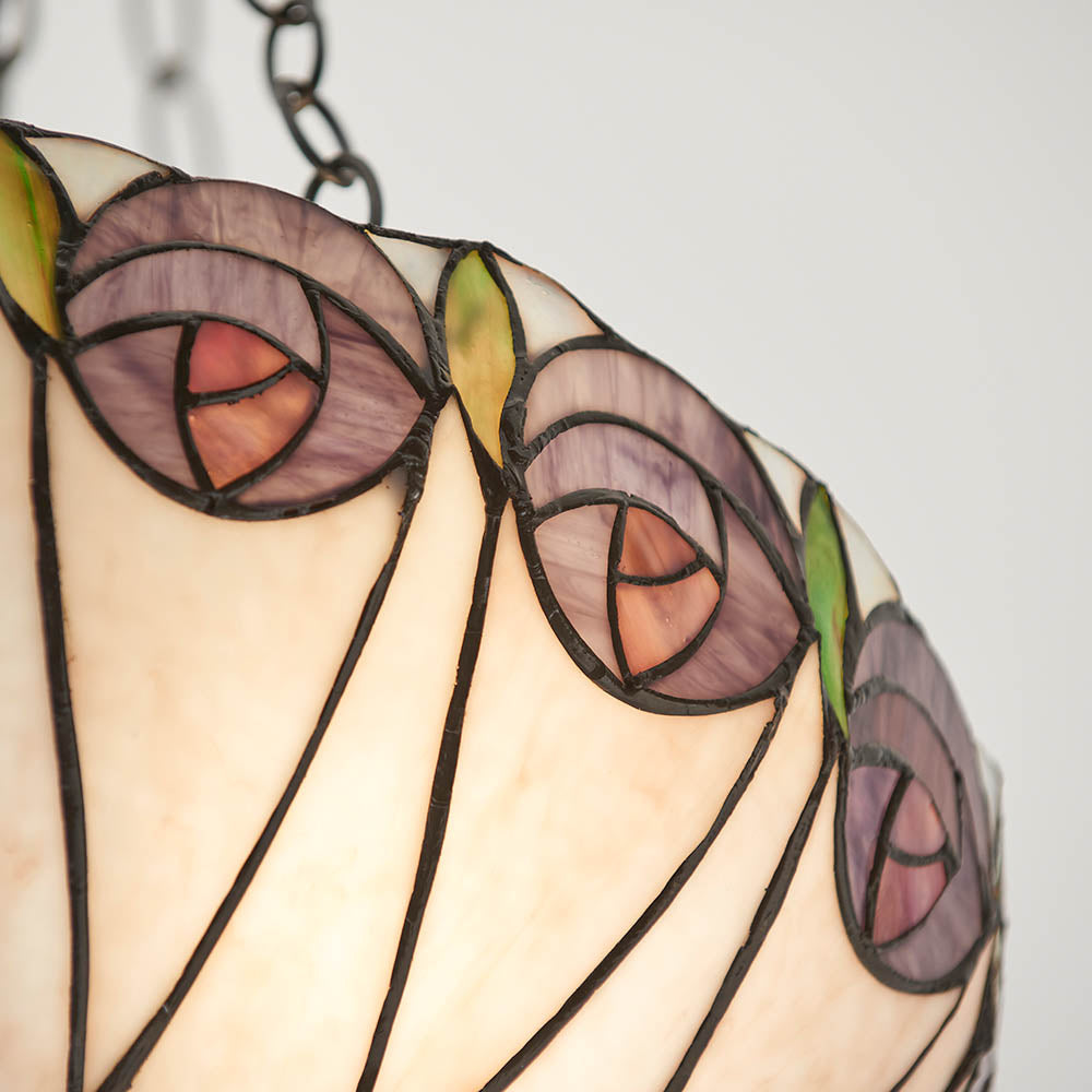 Interiors 1900 Hutchinson Medium Inverted 3 Light Pendant - Handcrafted Tiffany Style Glass