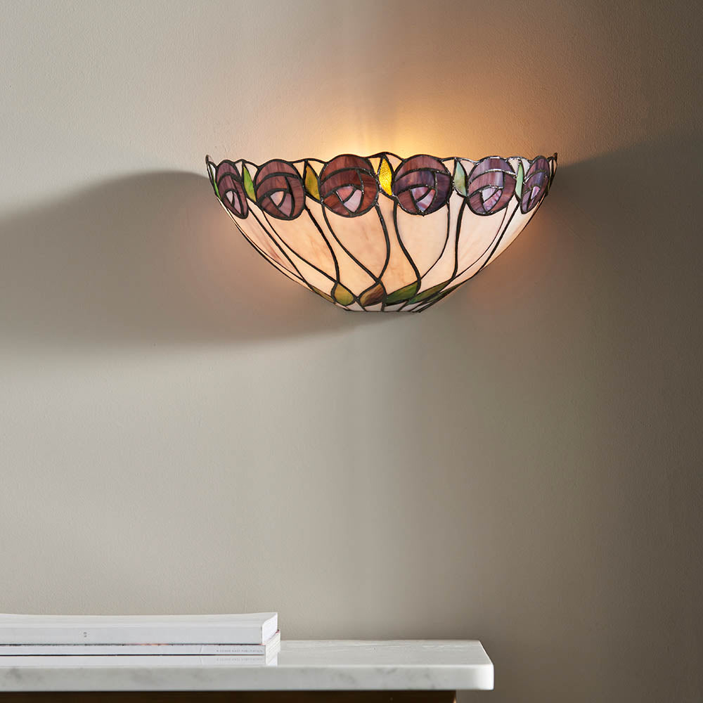 Interiors 1900 Hutchinson Single Wall Fitting - Tiffany Glass