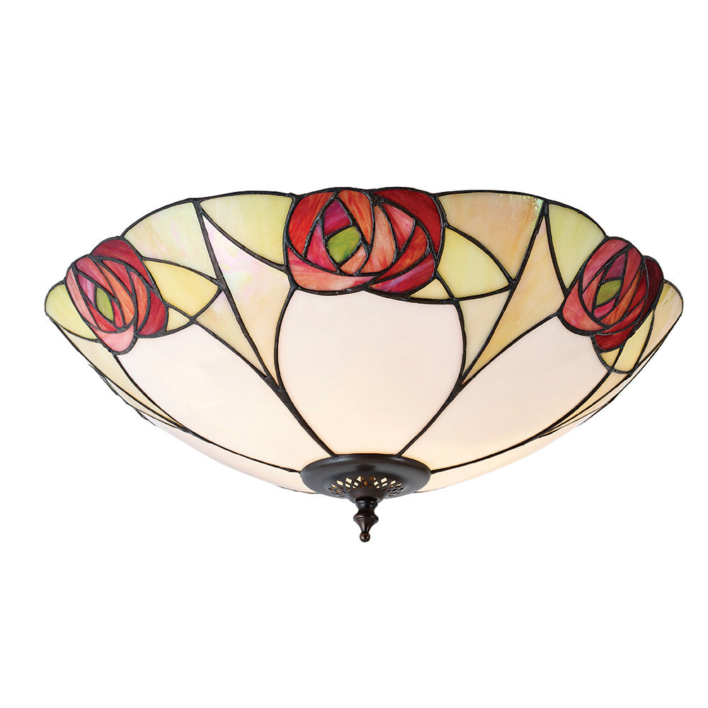 Interiors 1900 Ingram Large 2 Light Flush Fitting - Tiffany Glass