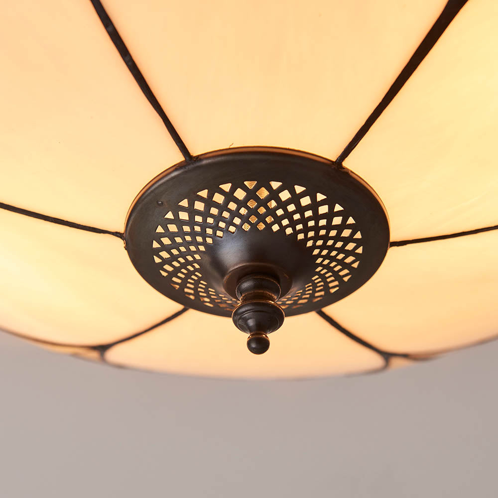 Interiors 1900 Ingram Large 2 Light Flush Fitting - Tiffany Glass