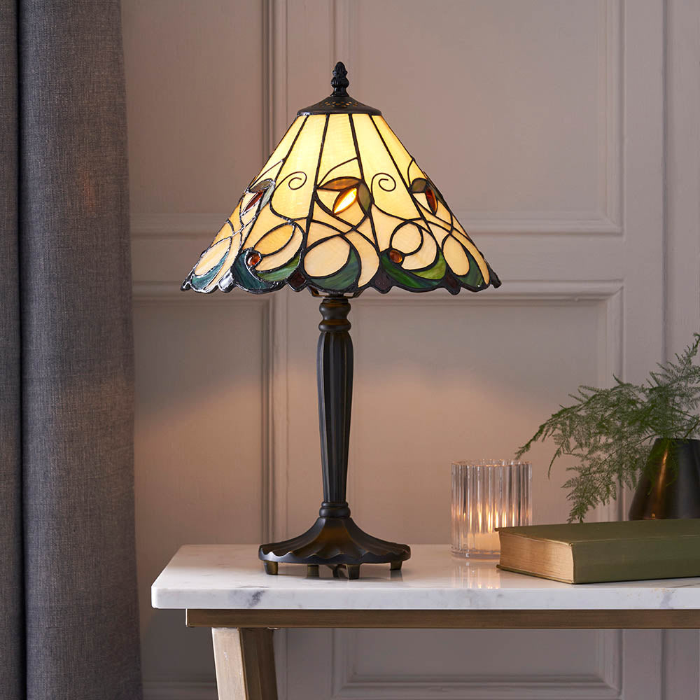 Interiors 1900 Jamelia Small Table Lamp - Tiffany Glass