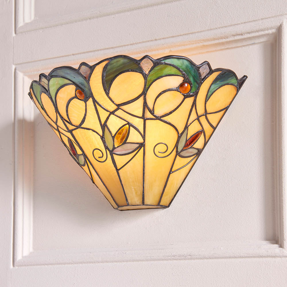 Interiors 1900 Jamelia Single Wall Fitting - Tiffany Glass