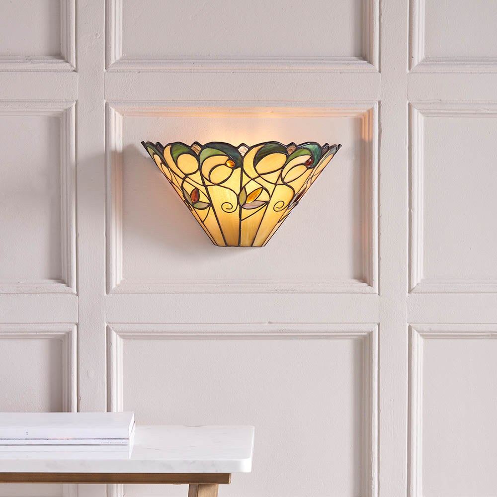 Interiors 1900 Jamelia Single Wall Fitting - Tiffany Glass