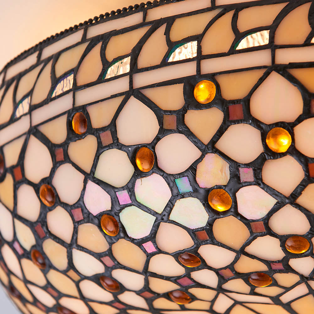 Interiors 1900 Mille Feux Large 2 Light Flush Fitting - Tiffany Glass