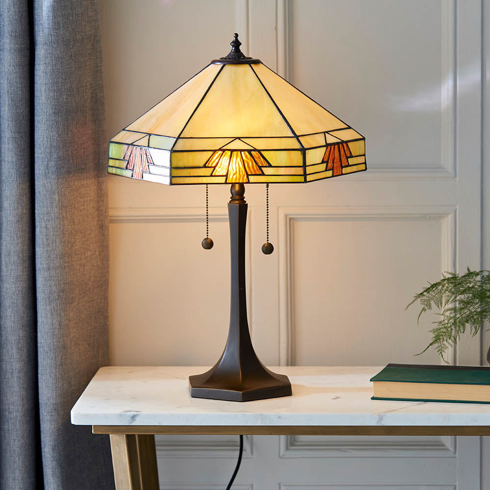 Interiors 1900 Nevada Medium Table Lamp - Tiffany Glass