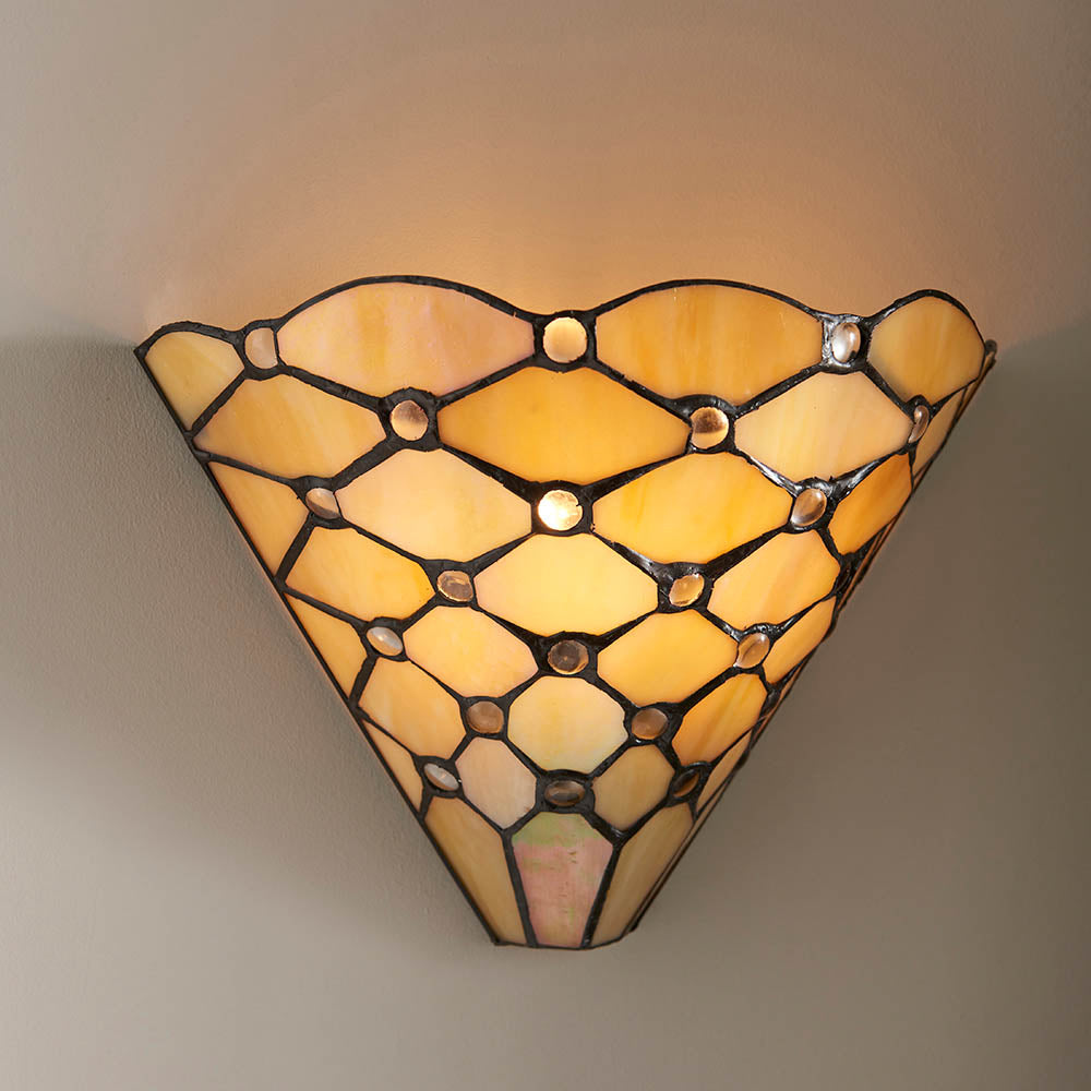 Interiors 1900 Pearl Single Wall Fitting - Tiffany Glass