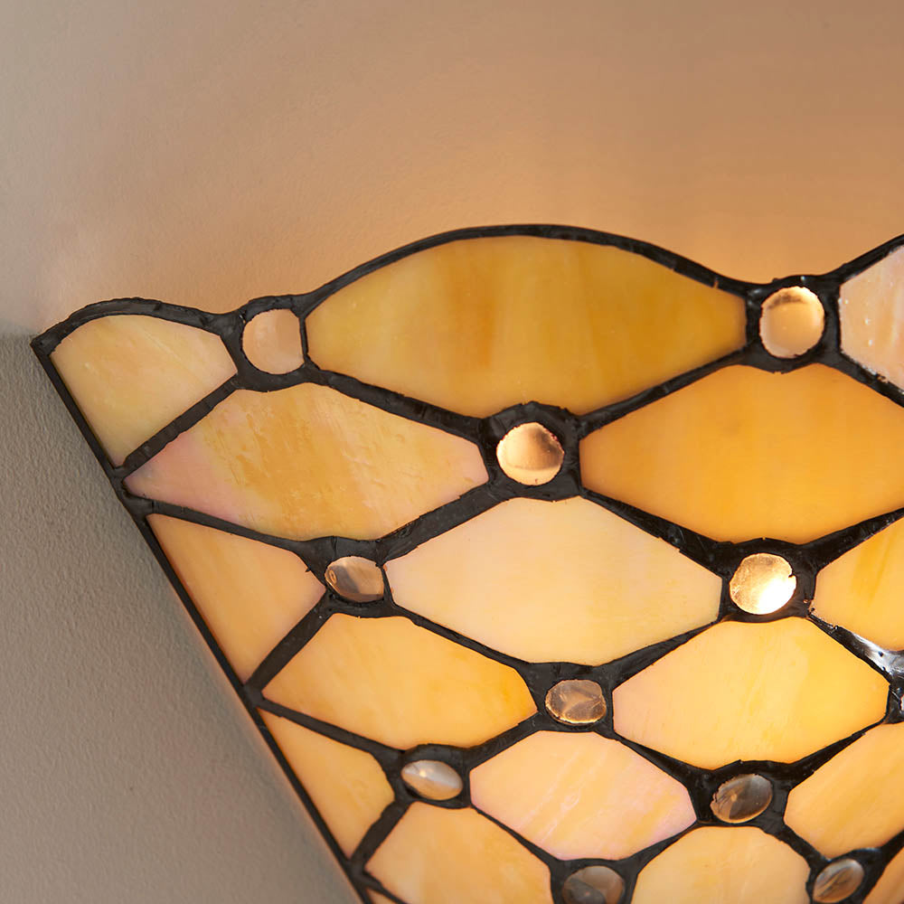 Interiors 1900 Pearl Single Wall Fitting - Tiffany Glass