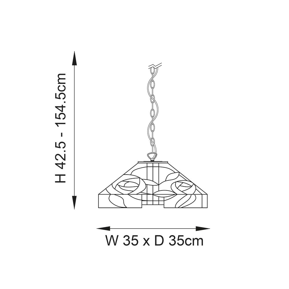 Interiors 1900 Willow Medium Pendant - Handcrafted Tiffany Style Glass