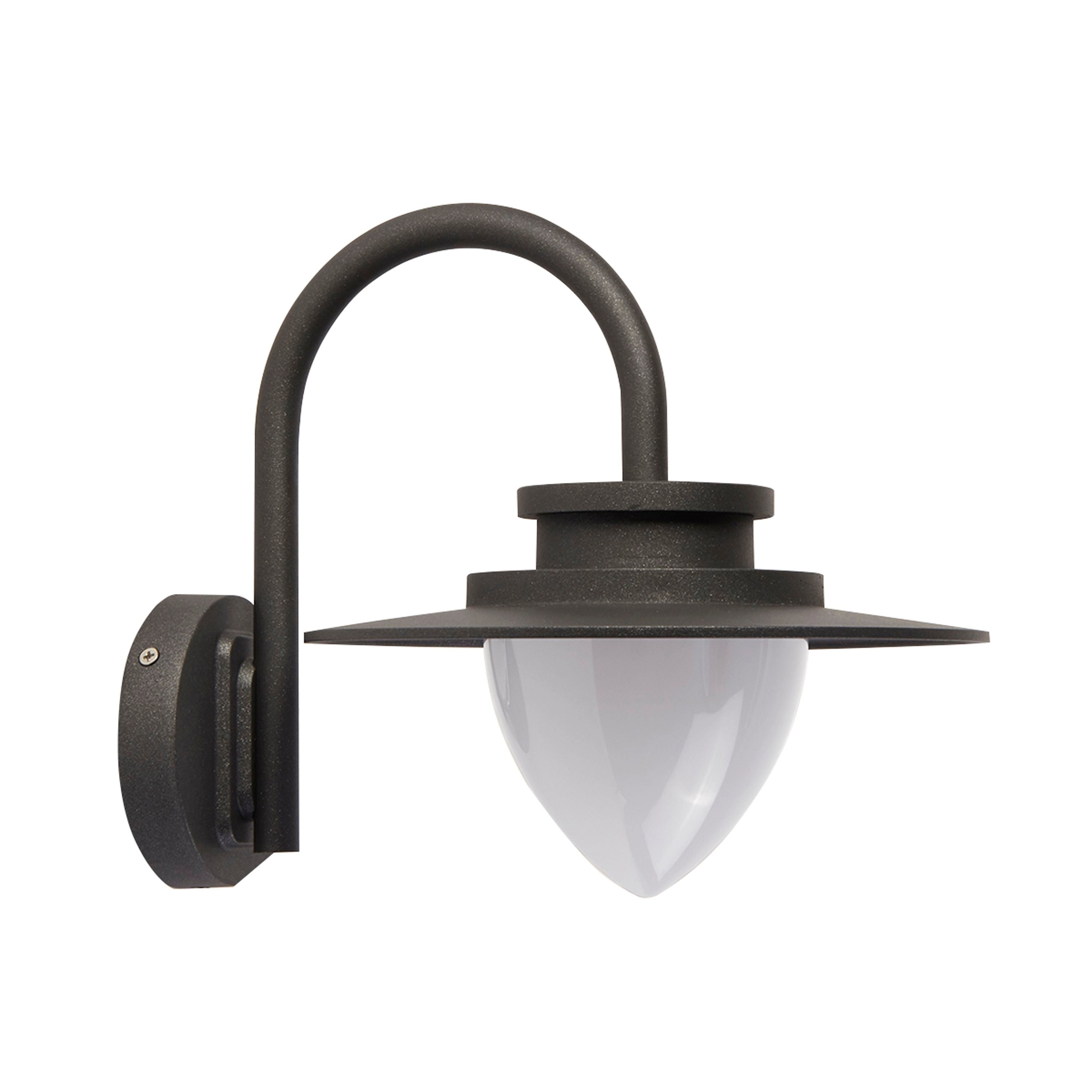 Searchlight Texas outdoor wall light in graphite, studio shot from a slightly different angle showing the wall mounting plate and shade profile