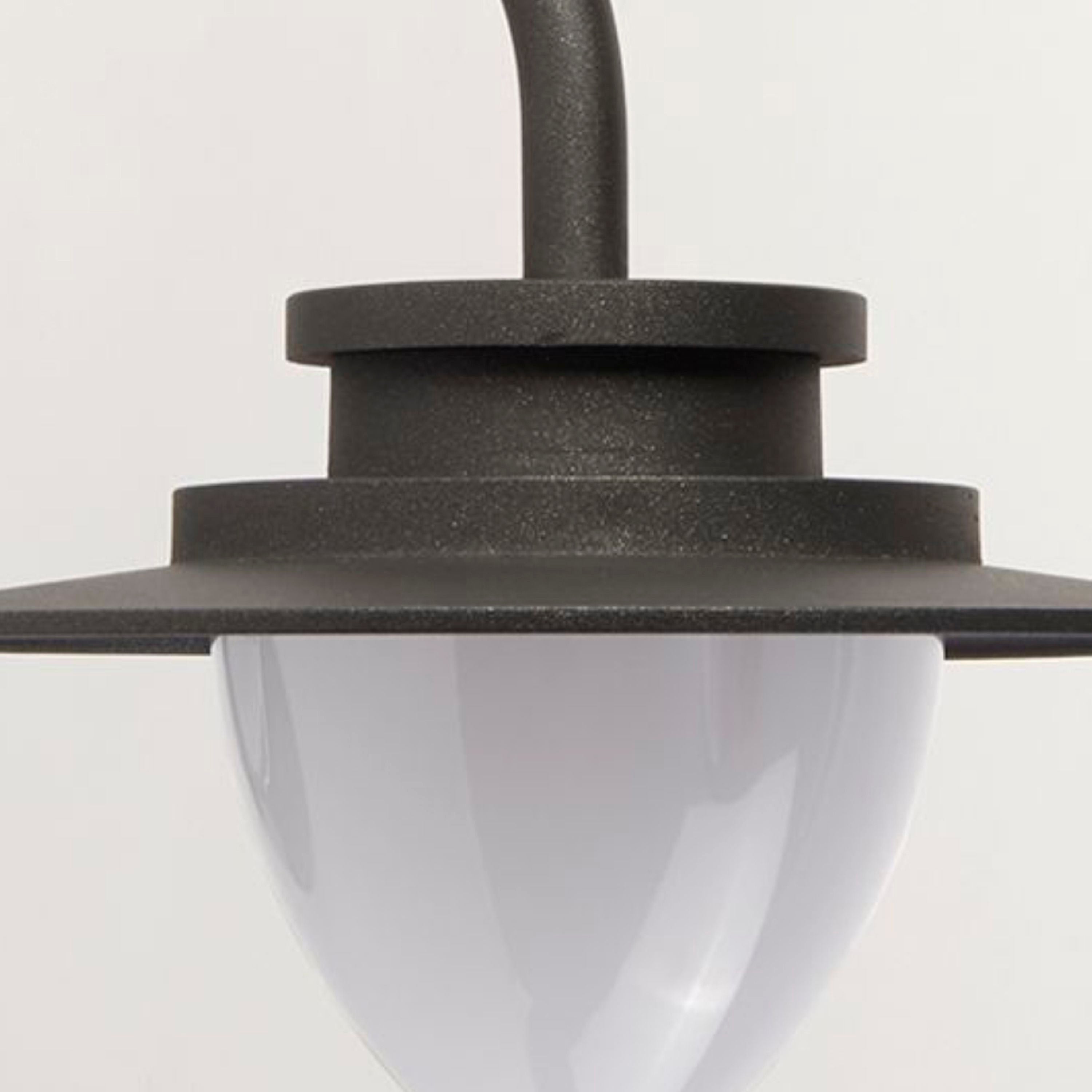 Close up of the Texas outdoor wall light head showing the graphite disc fitting and conical white opal diffuser