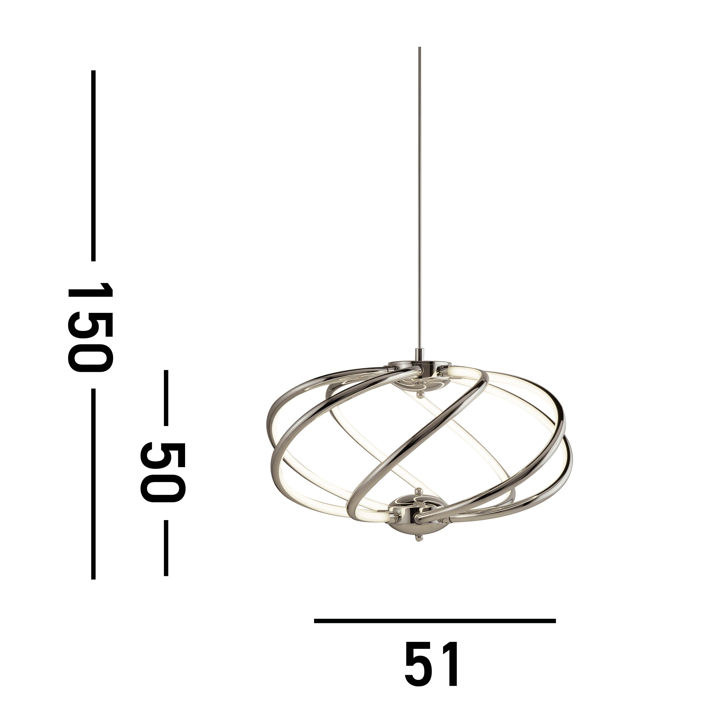 Searchlight Barclay 7 Curved Arm LED Pendant, Chrome