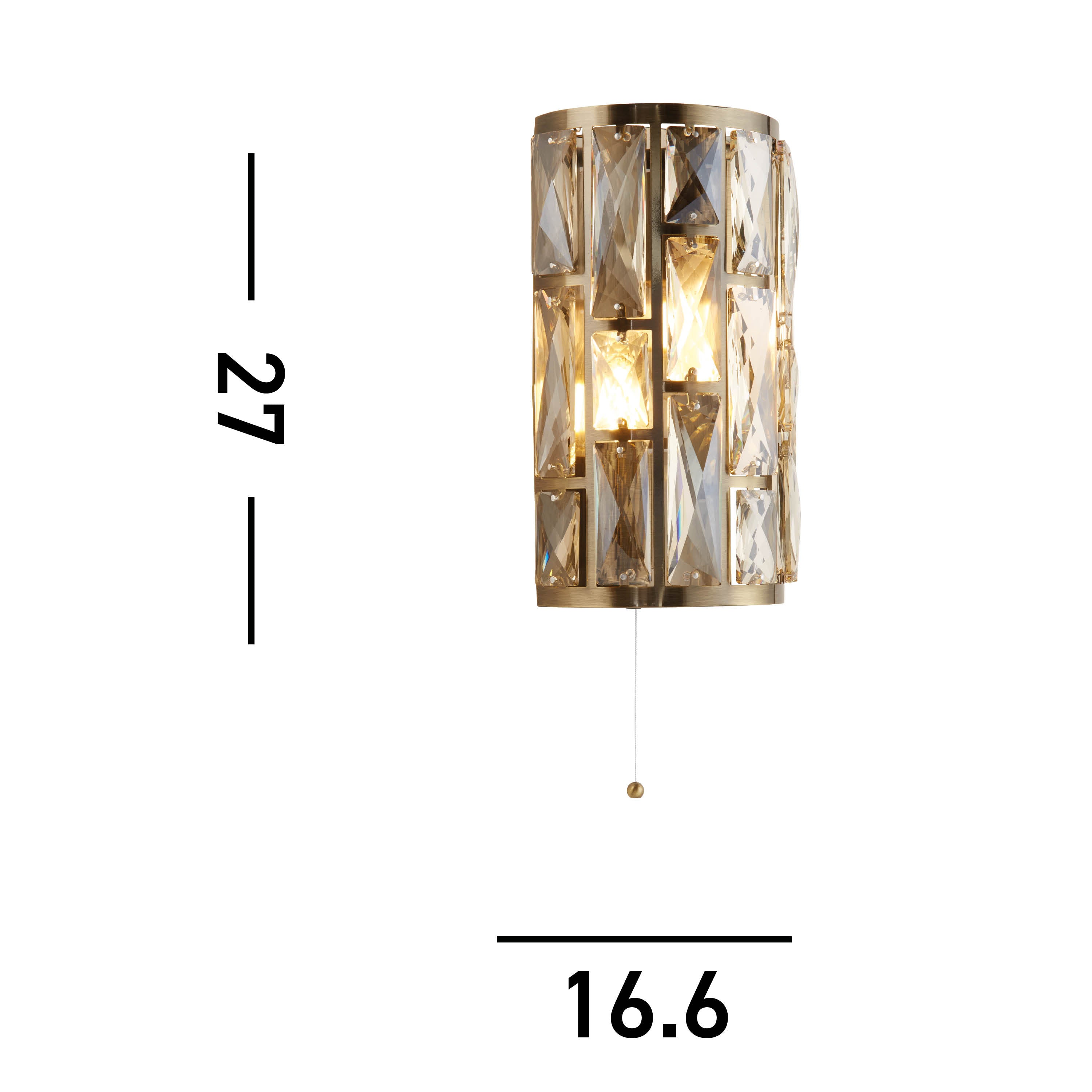 Searchlight Becket 2 Light Wall Light - Antique Brass & Champagne Glass
